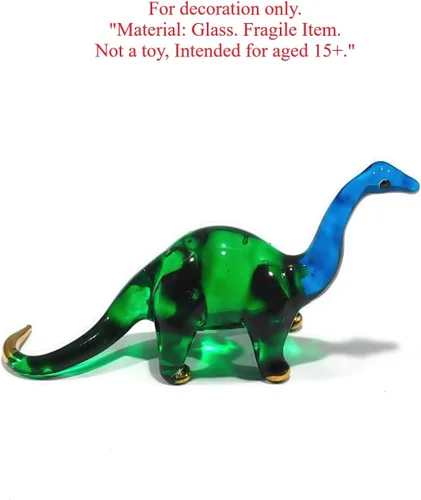 Miniatura 2 de Mini arte de vidrio soplado hecho a mano de 2.5 pulgadas, figura jurásica de dinosaurio brontosaurio, cosas geniales, animales en miniatura