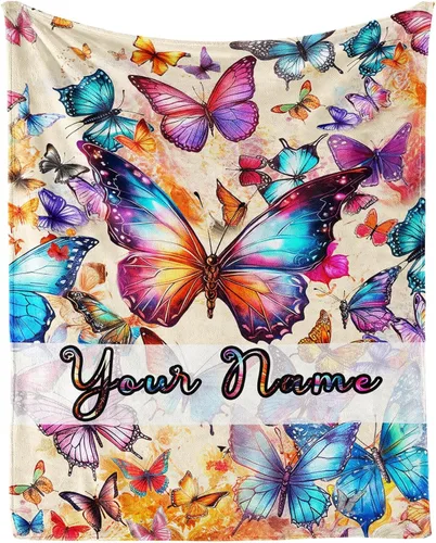 Miniatura 15 de Manta de mariposa de 40 x 30 pulgadas, franela con temática de mariposas lindas y coloridas, manta suave para siesta en el hogar, oficina