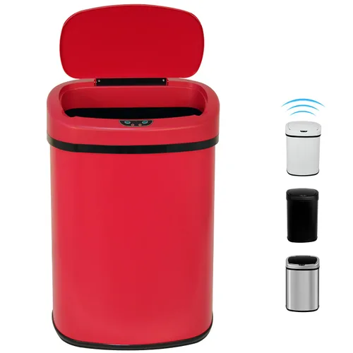 Basurero de cocina de 13 galones de acero inoxidable cepillado, papelera automática, sin tacto, alta capacidad, 50 litros con tapa, para cocina,