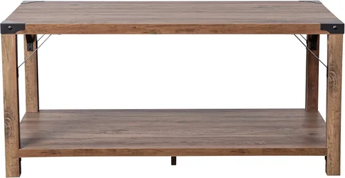 Miniatura 7 de Merrick Lane Green River Mesa de centro – Diseño moderno de granja – Acentos de acero con recubrimiento en polvo – Madera de ingeniería resistente a