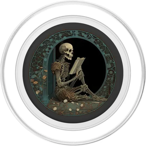Miniatura 2 de Bibliotecario esqueleto gótico gótico amante de la lectura de libros PopSockets estándar PopGrip