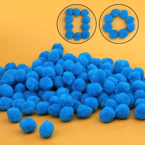 Miniatura 6 de 150 Pompones Azul Claro, Pompones de 1 Pulgada con Ojos Saltones Autoadhesivos para Manualidades, Pequeñas Bolas Esponjosas Pompom Bolas de Peluche