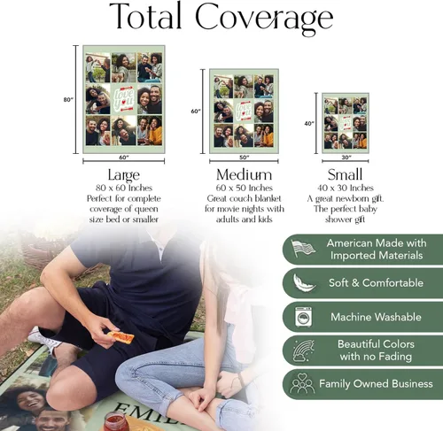 Miniatura 5 de Se envía al día siguiente, manta de fotos personalizada para un ser querido o alguien importante, impresa en Estados Unidos, manta de fotos 8 fotos