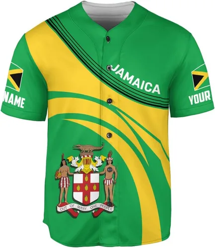 Miniatura 2 de Camiseta de béisbol de Jamaica con nombre personalizado, camiseta jamaicana personalizada, uniforme de orgullo de Jamaica, unisex, S-5XL