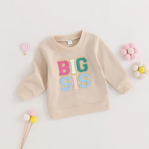 Miniatura 6 de Big Sister Little Sister Conjuntos a juego para bebé niña Burbuja Mameluco de manga larga camiseta sudadera para niños pequeños Ropa de otoño