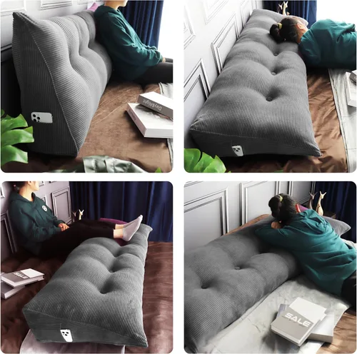 Miniatura 3 de WOWMAX - Almohada triangular para cabecero; almohada en forma de cuña para cabecero; almohada grande de refuerzo para cama, almohada