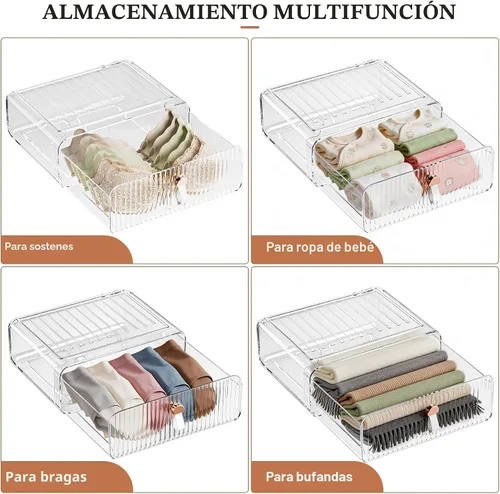 Miniatura 5 de Neprock Organizador de cajones de ropa interior, organizador apilable de brasier para armario, caja de almacenamiento de 1 celda de acrílico