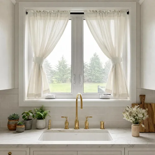 Miniatura 27 de Mrs.Naturall - Cortinas transparentes con bolsillo para barra de 36x63 pulgadas de lino mezclado negro