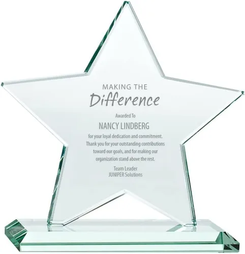 Miniatura 10 de Baudville Trofeo grabado personalizado – Cristal de jade premium – Premio para empleados – Viene en caja de regalo Wisp biselado prémium