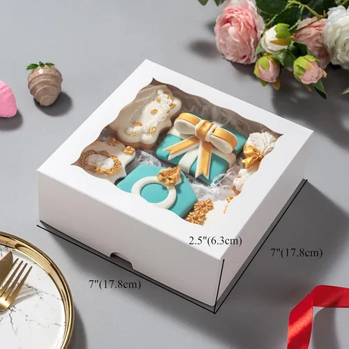 Miniatura 5 de RomanticBaking Paquete de 24 cajas de panadería (no incluye alimentos) de 7 x 7 x 2 1/2 pulgadas, cajas de fresas cubiertas de chocolate blanco