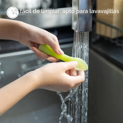 Miniatura 7 de Olababy Cuchara de Entrenamiento de Punta Suave 100% Silicona para Destete Dirigido por el Bebé, Paquete de 2 (Coral/Lila)