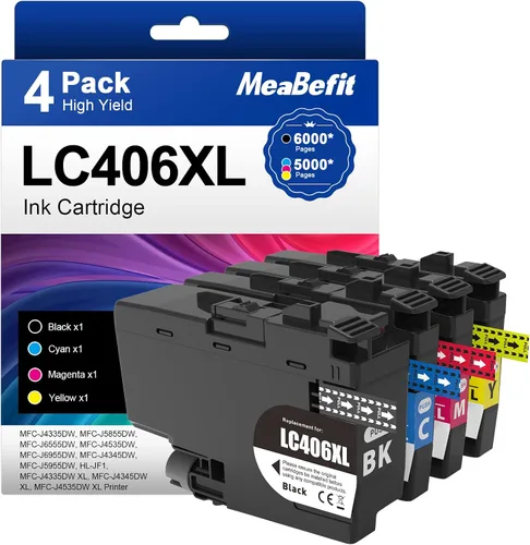 LC406XL LC406 - Cartuchos de tinta para impresora Brother LC406, LC406XL, LC 406 XL, compatible con Brother MFC-J4335DW MFC-J4535DW MFC-J5855DW