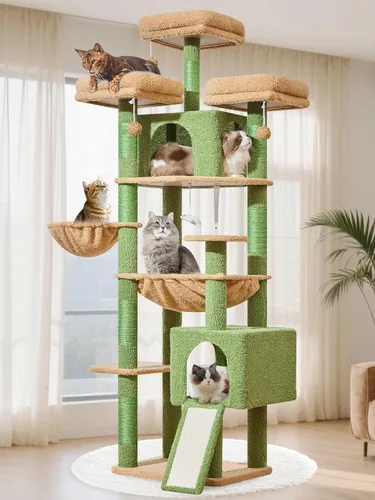 Miniatura 11 de Taoqimiao - Árbol para gatos de 76 pulgadas con postes para rascar, torre XXL para gatos grandes con tablero para rascar, hamaca extragrande
