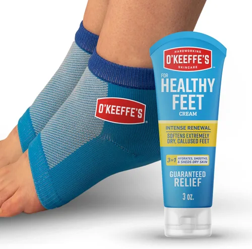 Miniatura 9 de O'Keeffe's Crema renovadora intensa para pies saludables con urea y ácido alfa hidroxi, tubo de 3 onzas, exfolia químicamente y suaviza los pies