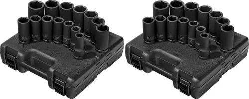 Sunex Tools 4638, juego de llaves de impacto profundo de 3/4 pulgada, 14 piezas, SAE, 3/4" - 1-5/8", acero de aleación CR-MO, diseño de esquina de