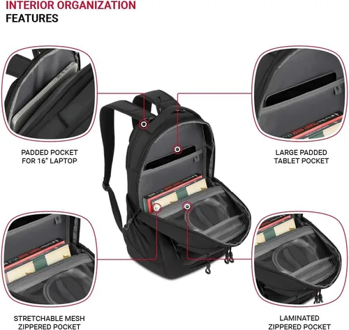 Miniatura 4 de SwissGear Shield Mochila para portátil, Negro
