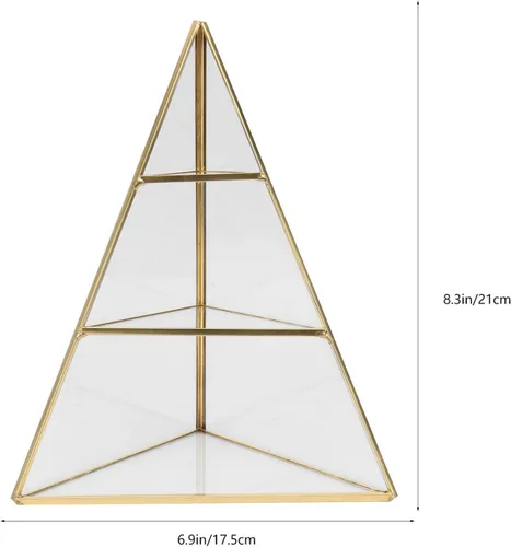 Miniatura 2 de Organizador de joyas de pirámide de cristal de 3 niveles, bandeja de exhibición de joyas con forma de cono triangular, estante de joyería
