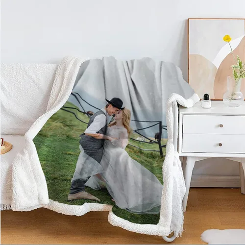 Miniatura 2 de Manta personalizable, cálida y suave con imagen, manta de forro polar Sherpa personalizada para mascotas, familiares, amigos, cumpleaños, bodas, 1 1
