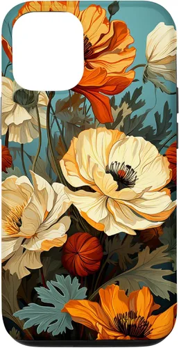 Miniatura 27 de Funda de flores mexicanas para iPhone 12 Pro Max Marigold Flower and Teal Aqua Blue Cyan