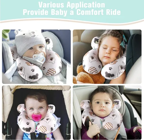 Miniatura 5 de vocheer Almohada de viaje para bebé (mejorada), almohada de apoyo para cabeza y cuello para cochecito, asiento de coche, cochecito, gorila, algodón