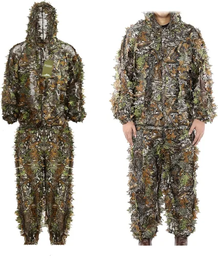 Miniatura 2 de EAmber Traje de Ghillie, Trajes de Gilly para Caza, Pantalones 3D de Camuflaje de Hojas, Overoles de Camuflaje para Jóvenes y Adultos, Ropa Ligera