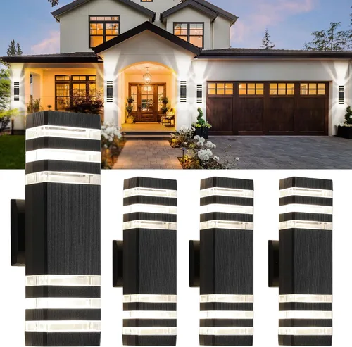 Miniatura 16 de tewei Paquete de 4 Luces de Pared para Exteriores, Luminaria Exterior Moderna de Montaje en Pared Negra, Luces Exteriores para Casa, Aluminio Negro