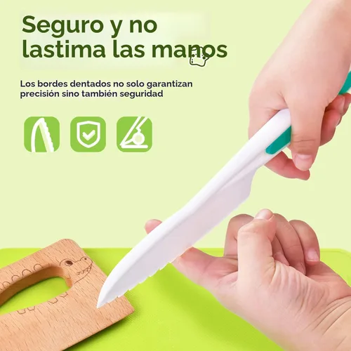 Miniatura 5 de Chanking Juego de cuchillos seguros para niños de 13 piezas para cocina real, herramientas de chef de plástico Montessori, juguetes de cocina