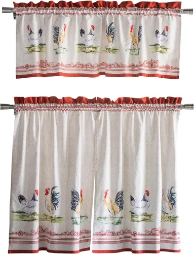 Miniatura 10 de Maison d' Hermine Juego de cortinas de cocina para ventanas, juego de cortinas de cocina 100% algodón, cenefas para el hogar [2 niveles