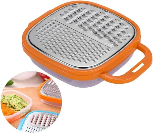 BESTONZON Rallador de queso 2 en 1 para cocina con caja, rallador de verduras con recipiente de almacenamiento con mango