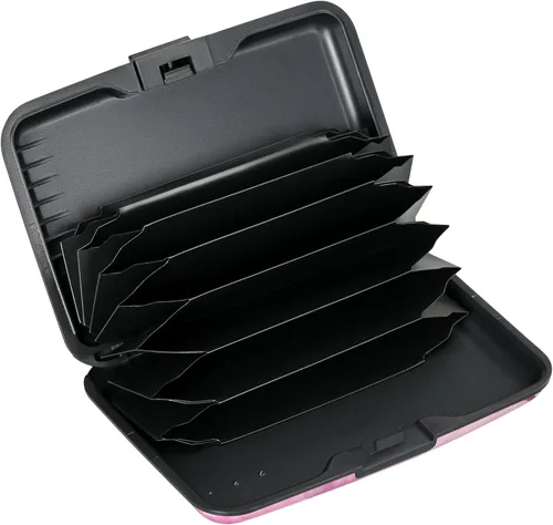 Miniatura 86 de ELFISH Mini cartera de aluminio RFID para tarjetas de crédito, funda de identificación de metal para hombres y mujeres, Happy Flower, Cartera Rfid