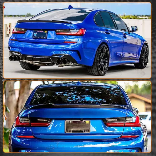 Miniatura 2 de Alerón de maletero de fibra de carbono compatible con BMW G20 Serie 3 2019-2025 y G80 M3, tapa trasera para maletero Highkick Wing Lip 330i 330e