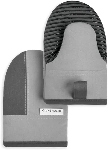 KitchenAid Beacon - Juego de mini guantes de horno antideslizantes de dos tonos, gris frío/gris escarchado, 5.5 x 8 pulgadas, 2 piezas