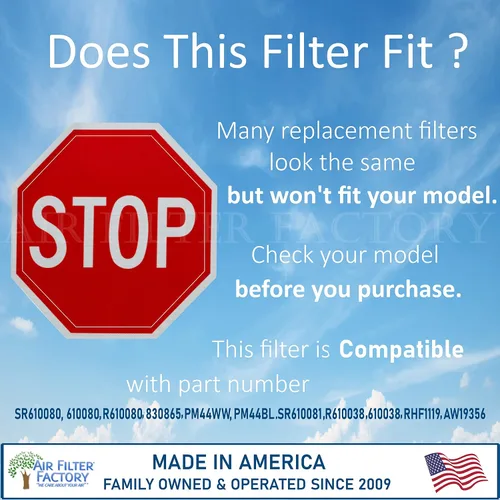 Miniatura 7 de Air Filter Factory Filtro de grasa SR610080, 610080 R610080 830865, PM44WW, PM44BL, SR610081, R610038, 610038, RHF1119, AW19356 Reemplazo