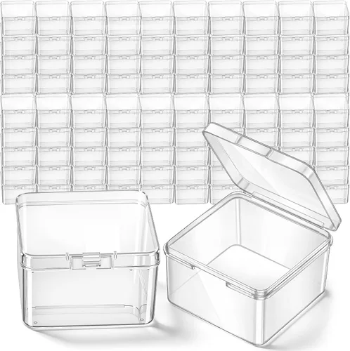 Miniatura 14 de SATINIOR 100 Piezas Cajas de Almacenamiento de Perlas de Plástico Transparente Cajas Pequeñas Claras con Tapa con Bisagras Estuche de Plástico