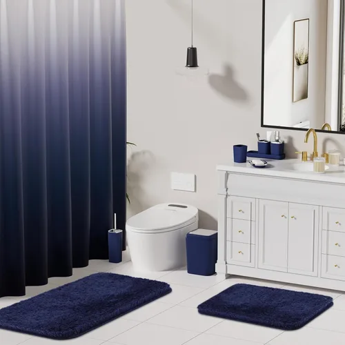Miniatura 2 de XLHOMO - Juego de baño beige de plástico de 9 piezas, con basurero, dispensador de jabón, portacepillos de dientes, vaso, jabonera, cepillo