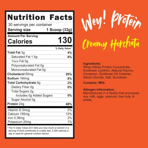 Miniatura 2 de Horchata - Proteína de suero de leche, sabor tradicional mexicano, sin azúcar, sin gluten, 0.81 oz de proteína, fabricado en Estados Unidos