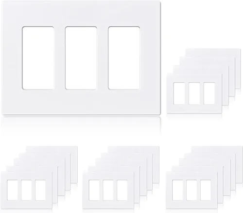 Miniatura 18 de ELEGRP Placas de pared decorativas sin tornillos de 2 posiciones, placas de cubierta de tamaño mediano, cubierta de placa frontal termoplástica Negro