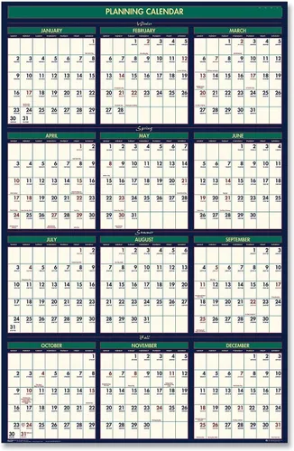 Miniatura 3 de House of Doolittle Calendario de pared laminado de 4 estaciones 2022-2023, reversible, 24 x 37 pulgadas, julio - junio y enero - diciembre