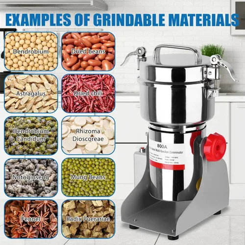 Miniatura 6 de Molinillo eléctrico de grano de 3000 W, molinillo de harina de acero inoxidable de 28.22 oz para uso doméstico, pulverizador comercial de alta