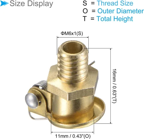 Miniatura 2 de Tapa de copa de aceite de grasa de resorte de cobre, Rosca M6x1 Contenedor de aceite Oiler Torno Máquina Accesorios de potencia