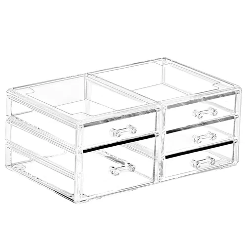Miniatura 11 de Cq acrylic Organizador de maquillaje apilable con 3 cajones, organizador de cajones transparente para mostrador de tocador, organizador