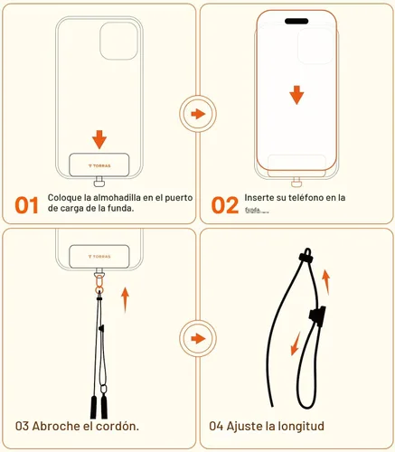 Miniatura 8 de TORRAS Freedom - Correa cruzada para teléfono, correa ajustable y ligera con 2 pestañas para iPhone 17 Pro, diseño ergonómico de hombro para todos