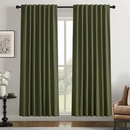 Miniatura 11 de UHITECH Cortinas opacas de 35 pulgadas de largo para sala de estar, 2 paneles, cortina opaca corta para cocina para ventanas pequeñas, cortinas