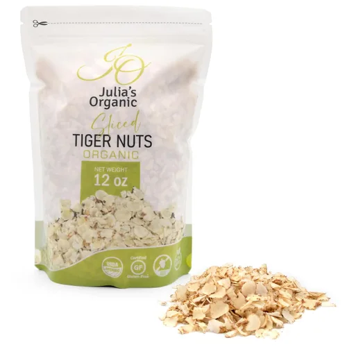 Miniatura 10 de Julia's Organic Frutos secos de tigre en rodajas finas – Listo para comer – No necesita remojo – Orgánico, vegano, alto en fibra y sin gluten, 12