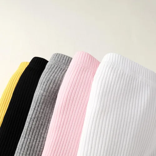 Miniatura 4 de Unikaka Pantalones elásticos acampanados para niña pequeña y bebé con pantalones de vellón con volantes y leggings, paquete de 5