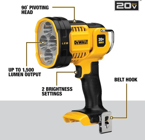 Miniatura 14 de DEWALT Luz de trabajo LED máxima 20V, cabeza pivotante (DCL043)