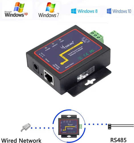 Miniatura 2 de CERRXIAN RS485 a Ethernet RJ45 TCP/IP Serial Device Servidor Convertidor Transmisión Transparente Dispositivo de Comunicación de Datos Seriales