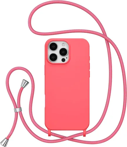 Miniatura 10 de ZTOFERA Funda Crossbody para iPhone 15 Pro con Correa de Cordón Ajustable, Funda Suave de Silicona Líquida para iPhone 15 Pro 6.1 pulgadas - Rosa