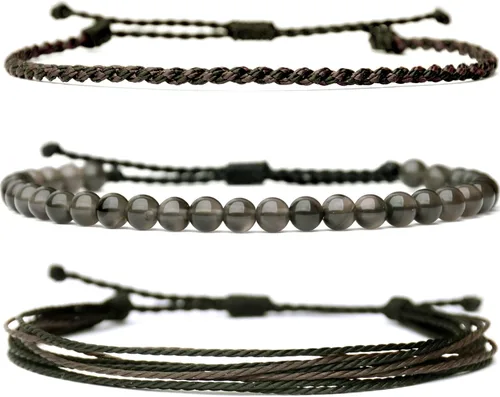 Miniatura 10 de Pulsera curativa hecha a mano con cuentas de piedra natural, regalo para hombres, pulsera de cuerda ajustable