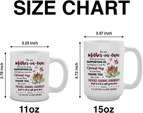 Miniatura 4 de Taza personalizada con nombre personalizado para el día de la madre, regalo para suegra y madre, cerámica con nombre personalizado de 11 15 onzas